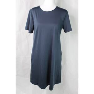 Origamei Foldwear Momo shirt dress navy blue packable minimalist travel Medium